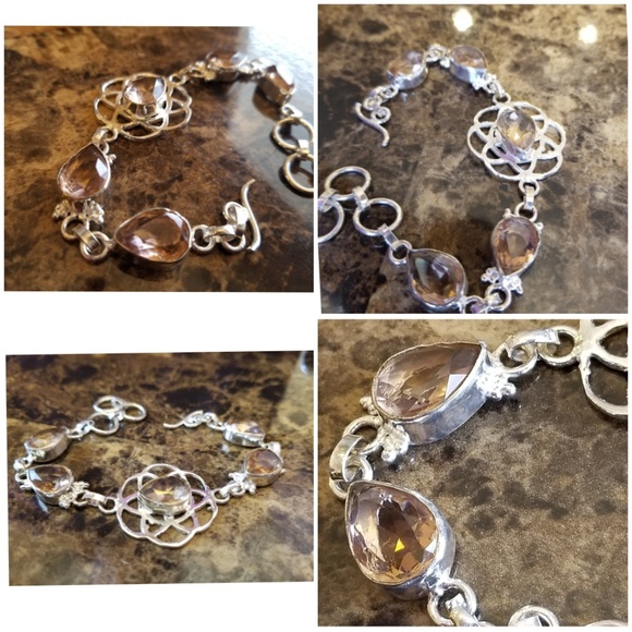 Genuine, Natural Morganite Bracelet 8" long - Picture 2 of 5